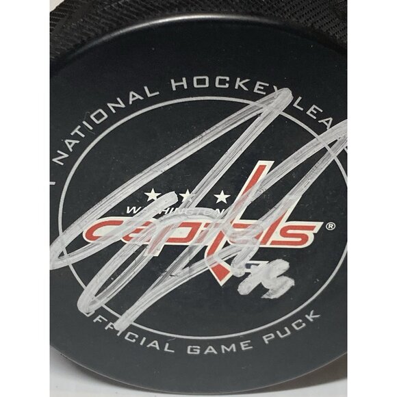 Washington Capitals JOHN CARLSON SIGNED AUTOGRAPHED OFFICIAL NHL HOCKEY PUCK - Picture 2 of 6